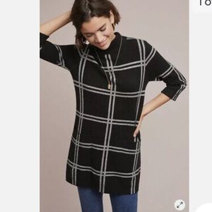 Anthropologie Moth Windowpane Tunic Sweater